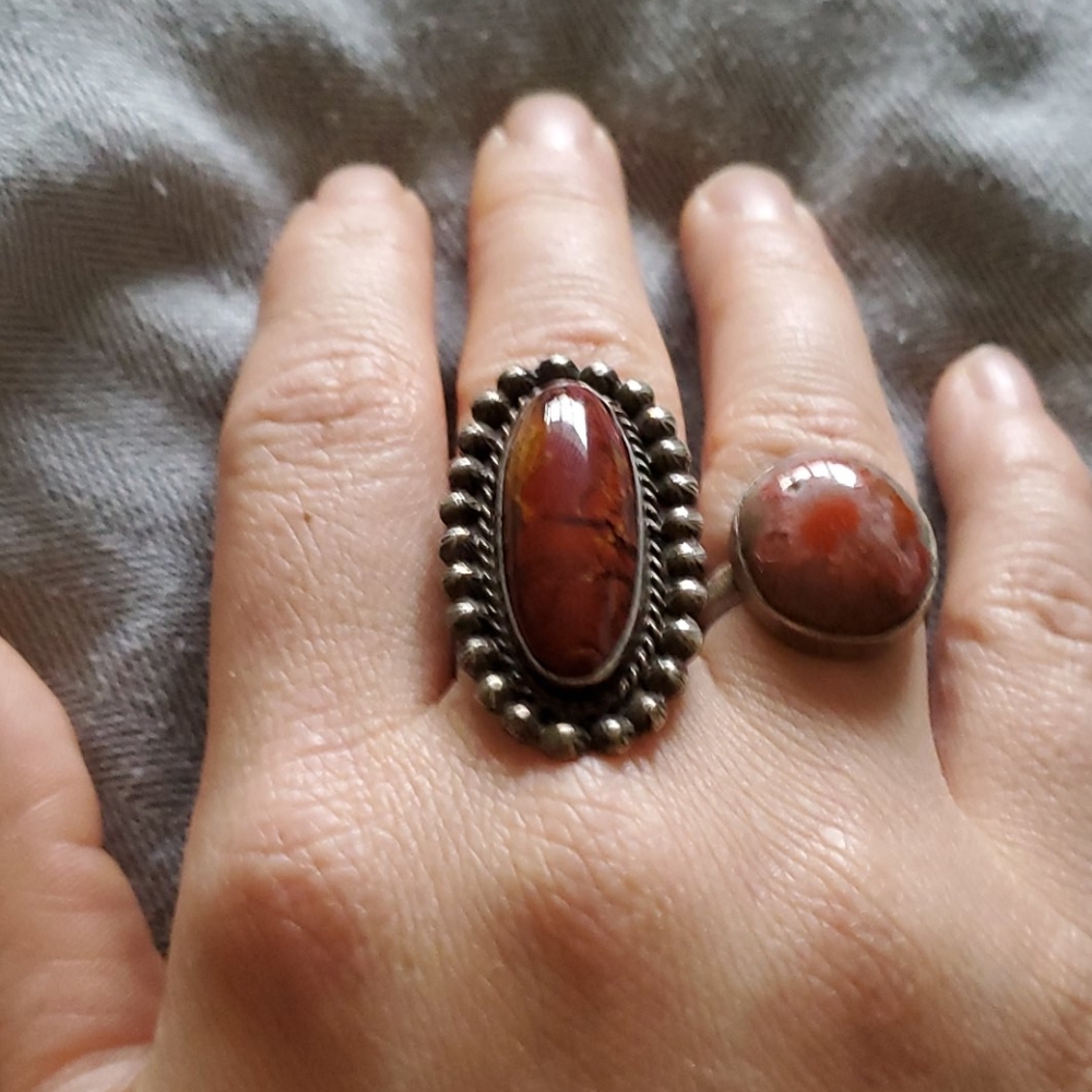 Vintage sterling red jasper ring